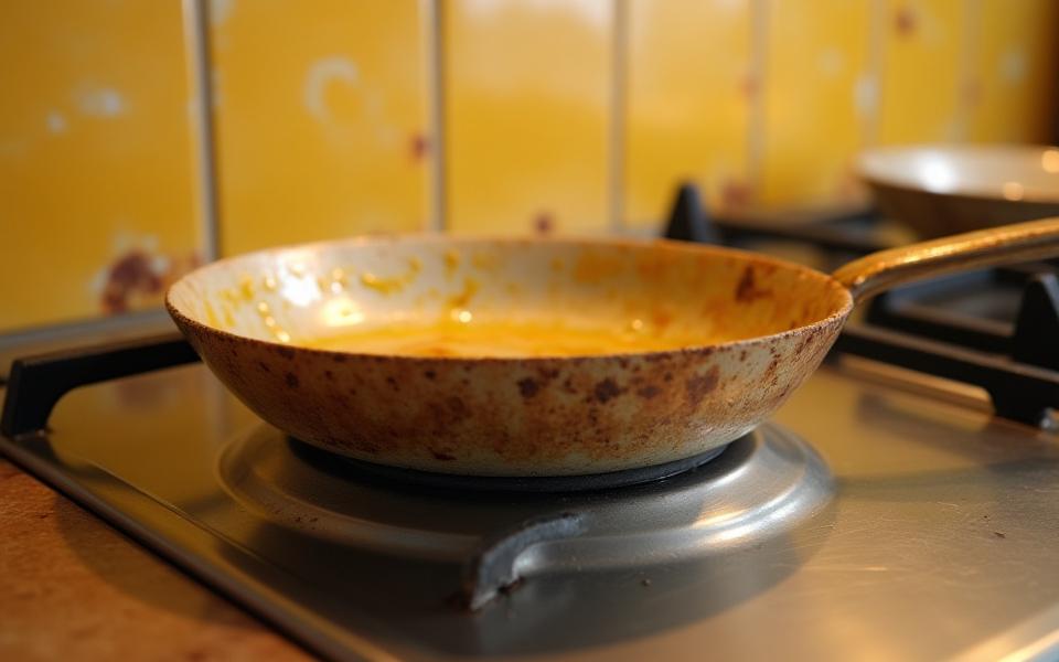 油汚れが蓄積したキッチンのコンロ周り