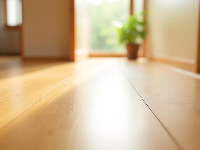 ワックスがけされて光沢のあるフローリング